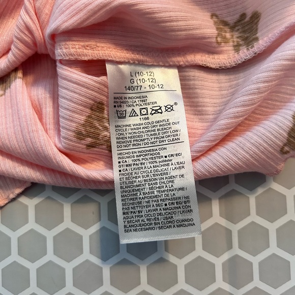 NWT Old Navy Pink Ribbed Teddy Bear Pajama w Shorts Set. Size L (10-12) - Picture 6 of 6